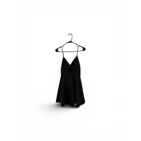 Windsor Dresses & Skirts - Windsor Black Skater Dress Twist Front Keyhole V-Neck Mini Dress‎ Womens Medium